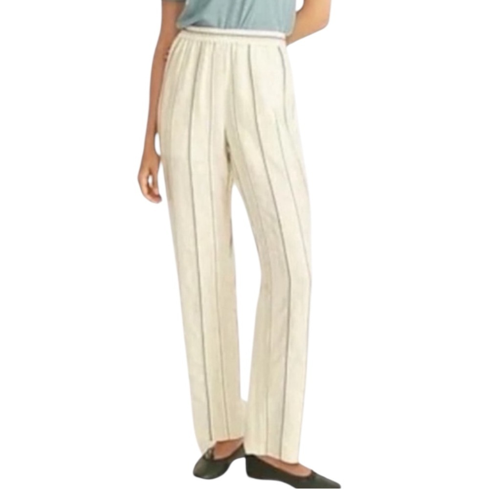 J. Crew Pull On Trouser Blokecore Preppy Pants Multistripe Jacquard Cream SZ 8